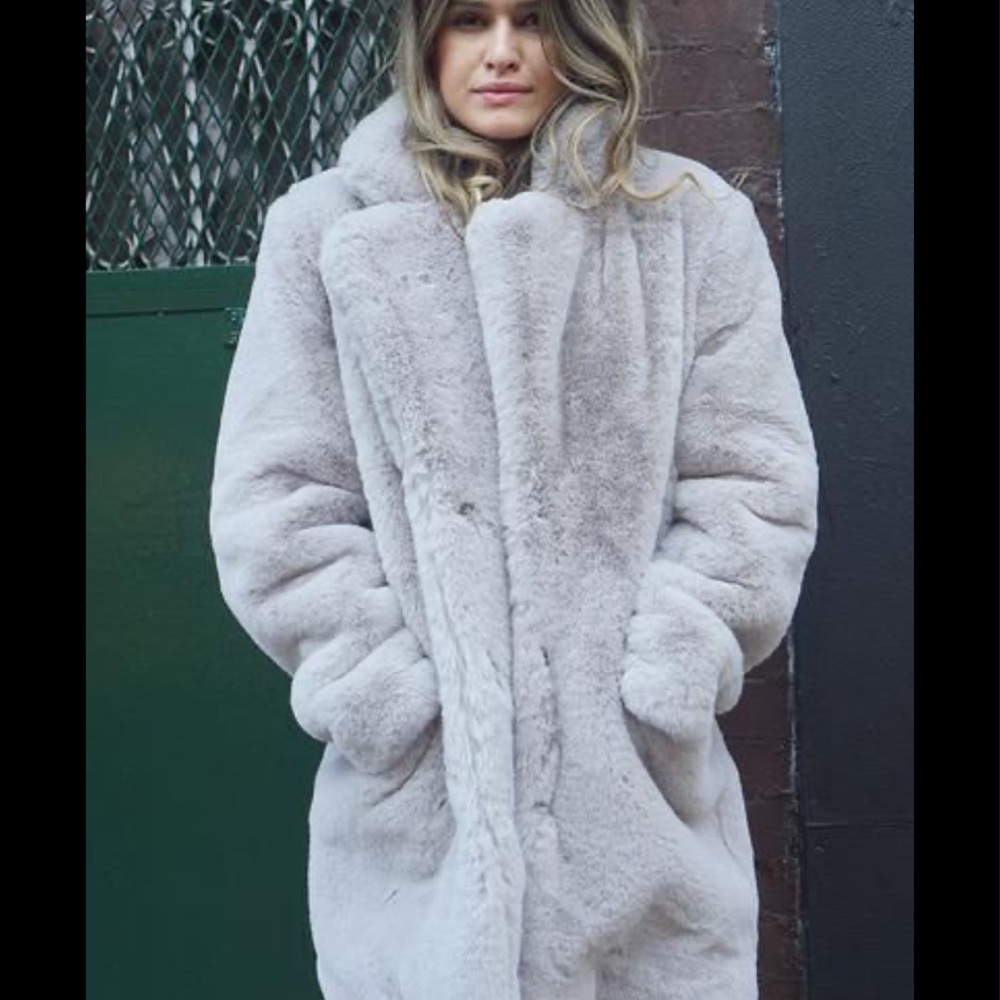 APPARIS CLOUD GREY SOPHIE FAUX FUR COAT WOMENS SMALL NWT